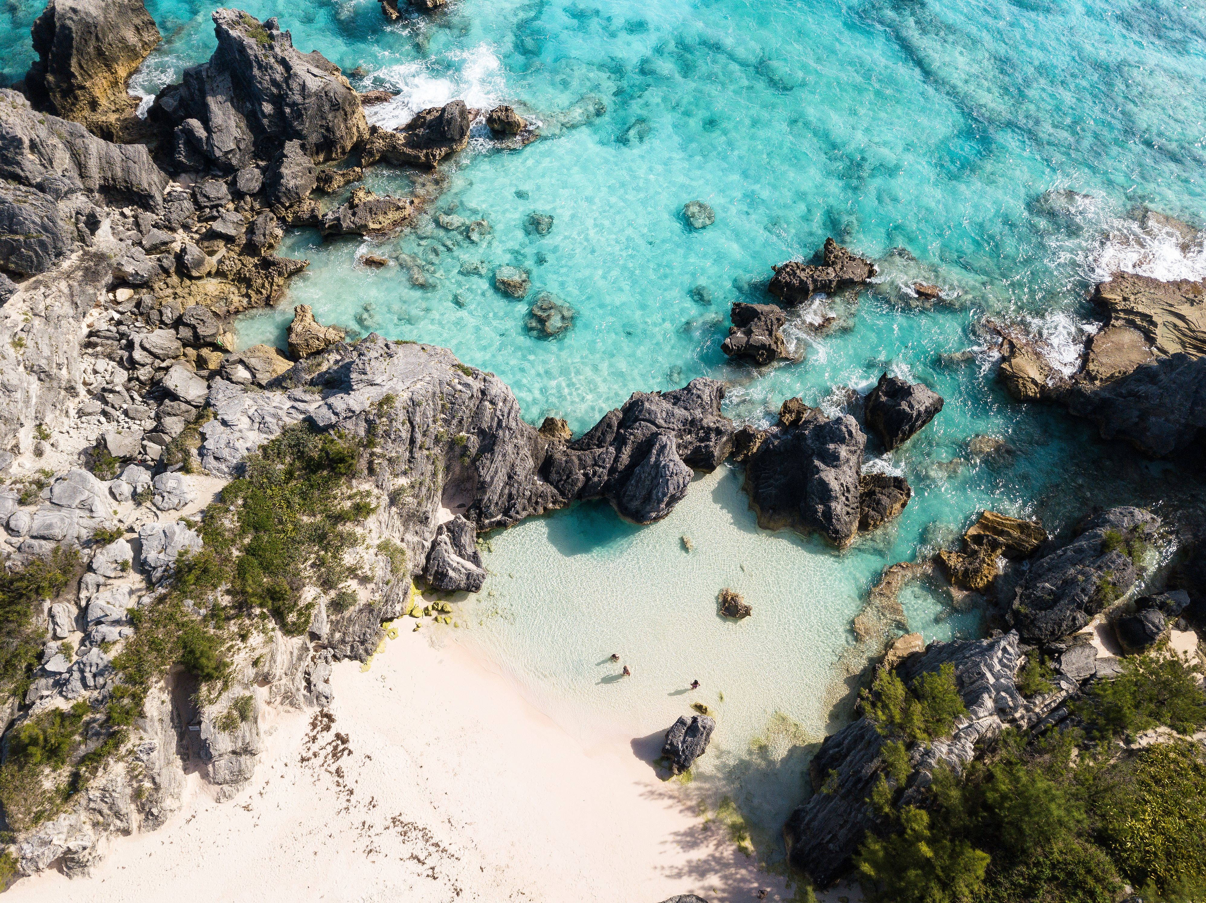 Aerial view of a rocky cove in Bermuda