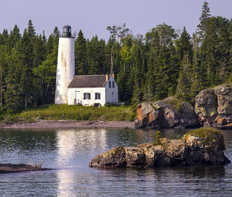 Lighthouse on the shore of Isle Royale