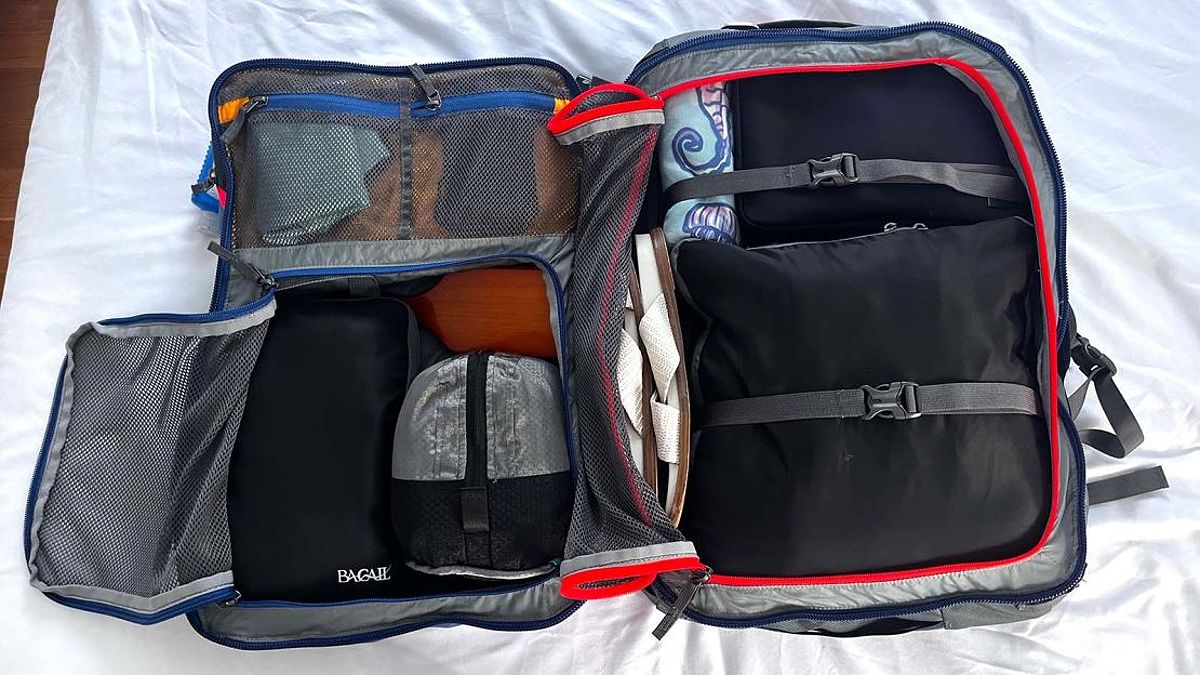 Organized travel backpack with multiple pockets