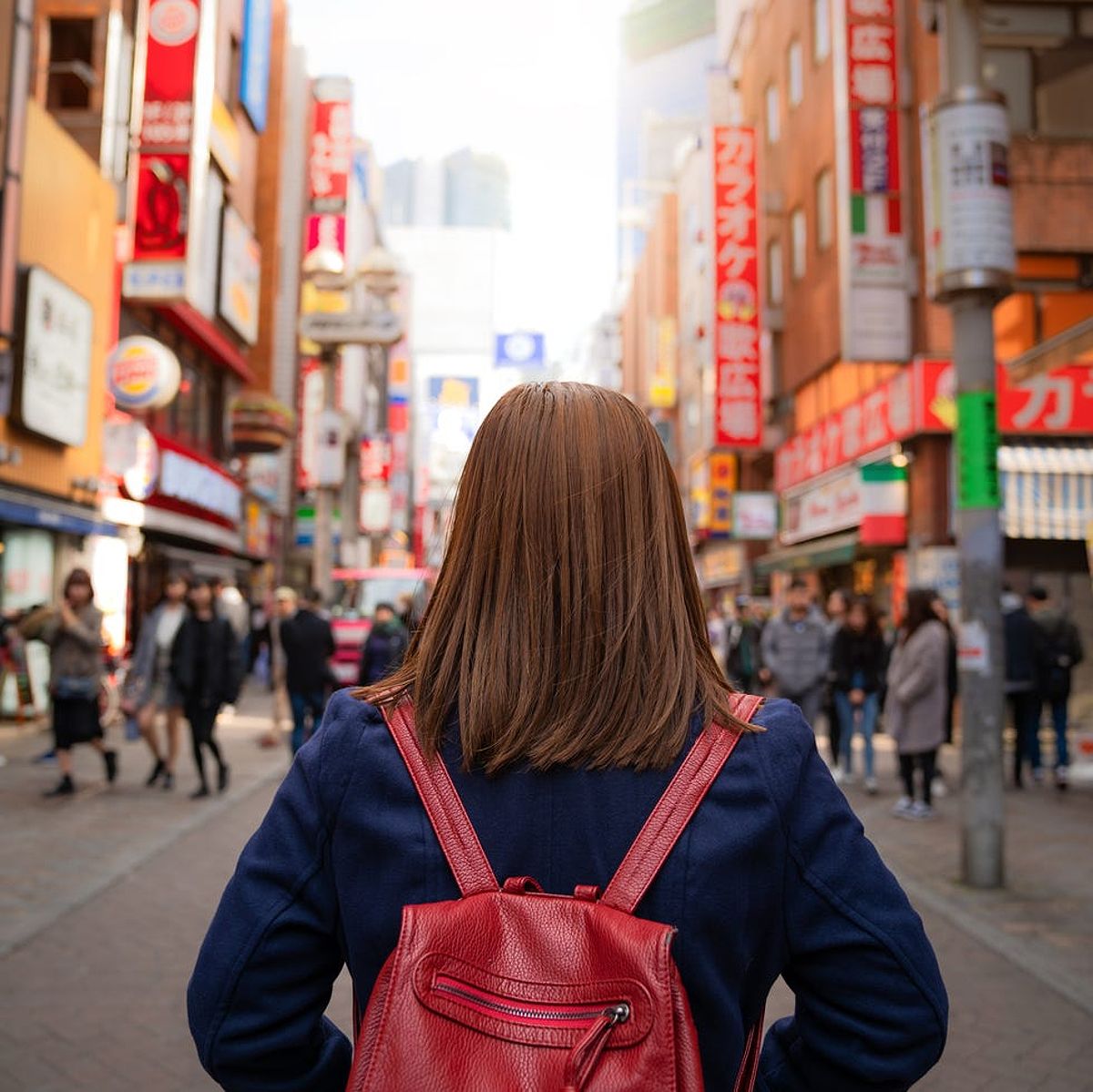 Traveler in Shinjuku street main shopping in Nishishinjuku, Tokyo, Japan